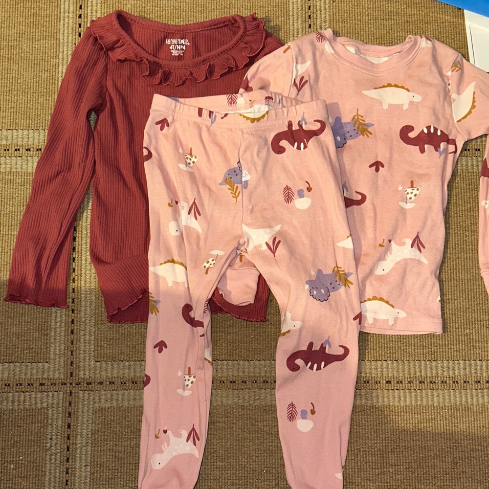 Carter's Pink and Purple Dinosaur 3 piece  Long Sleeve Tee PJ’s